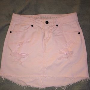 Pink denim skirt